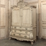 18th Century Dutch Baroque Stripped Oak Linen Press