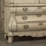 18th Century Dutch Baroque Stripped Oak Linen Press