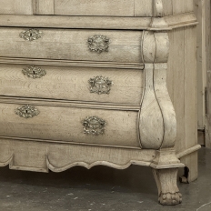 18th Century Dutch Baroque Stripped Oak Linen Press