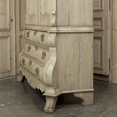 18th Century Dutch Baroque Stripped Oak Linen Press