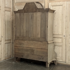 18th Century Dutch Baroque Stripped Oak Linen Press
