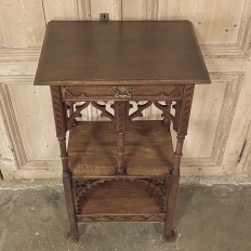 19th Century French Walnut Gothic Pedestal ~ Etagere End Table