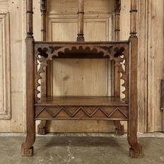 19th Century French Walnut Gothic Pedestal ~ Etagere End Table