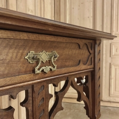 19th Century French Walnut Gothic Pedestal ~ Etagere End Table