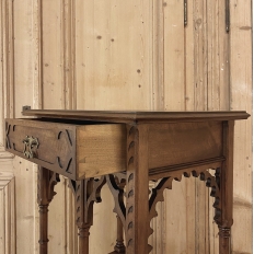 19th Century French Walnut Gothic Pedestal ~ Etagere End Table