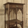 19th Century French Walnut Gothic Pedestal ~ Etagere End Table