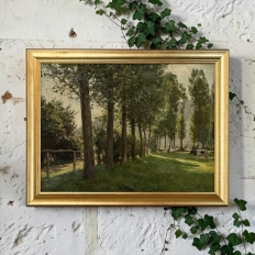 Antique Belgian Oil on Canvas Painting “Cows Grazing” by Xavier Wurth (1869-1933)