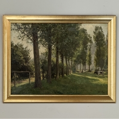 Antique Belgian Oil on Canvas Painting “Cows Grazing” by Xavier Wurth (1869-1933)