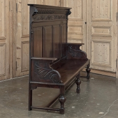 19th Century English Renaissance Revival Oak Hall Bench