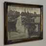 Antique Framed Oil Painting on Canvas by A. Sengier (1886-1964) 'Sailboats at the Quay'