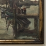 Antique Framed Oil Painting on Canvas by A. Sengier (1886-1964) 'Sailboats at the Quay'