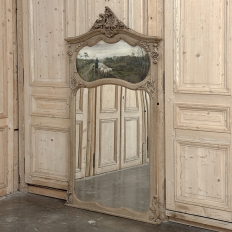 19th Century Country French Louis XV Stripped Oak Trumeau Mirror