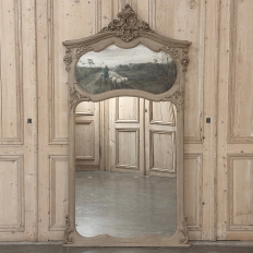 19th Century Country French Louis XV Stripped Oak Trumeau Mirror