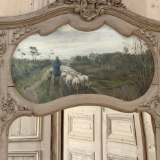19th Century Country French Louis XV Stripped Oak Trumeau Mirror