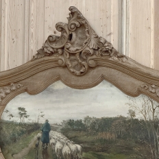19th Century Country French Louis XV Stripped Oak Trumeau Mirror