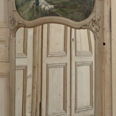 19th Century Country French Louis XV Stripped Oak Trumeau Mirror