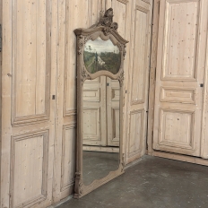 19th Century Country French Louis XV Stripped Oak Trumeau Mirror