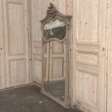 19th Century Country French Louis XV Stripped Oak Trumeau Mirror