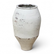 19th Century Greek Whitewashed Terracotta Olive Jar