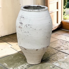 19th Century Greek Whitewashed Terracotta Olive Jar