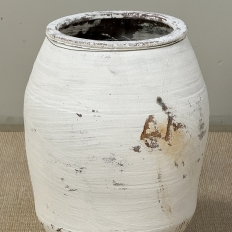 19th Century Greek Whitewashed Terracotta Olive Jar