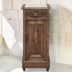 Rustic Antique Neoclassical Marble Top Nightstand ~ Pedestal