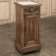 Rustic Antique Neoclassical Marble Top Nightstand ~ Pedestal
