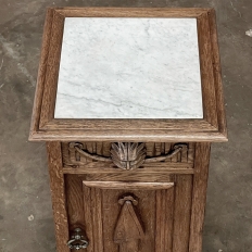 Rustic Antique Neoclassical Marble Top Nightstand ~ Pedestal