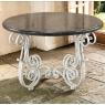 Antique French Painted Wrought Iron Round Coffee Table with Black Marble
