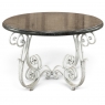 Antique French Painted Wrought Iron Round Coffee Table with Black Marble