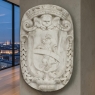 17th Century French Carrara Marble Heraldic Lion Crest with Cherub