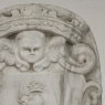 17th Century French Carrara Marble Heraldic Lion Crest with Cherub