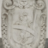 17th Century French Carrara Marble Heraldic Lion Crest with Cherub