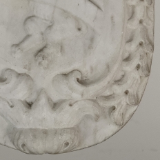 17th Century French Carrara Marble Heraldic Lion Crest with Cherub