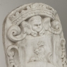 17th Century French Carrara Marble Heraldic Lion Crest with Cherub