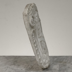 17th Century French Carrara Marble Heraldic Lion Crest with Cherub