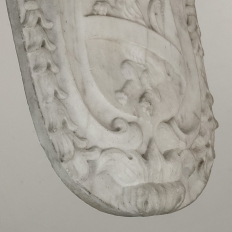 17th Century French Carrara Marble Heraldic Lion Crest with Cherub
