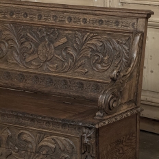 19th Century French Renaissance Revival Oak Trunk ~ Hall Bench