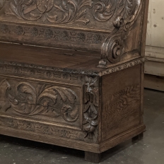 19th Century French Renaissance Revival Oak Trunk ~ Hall Bench