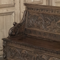 19th Century French Renaissance Revival Oak Trunk ~ Hall Bench