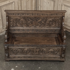 19th Century French Renaissance Revival Oak Trunk ~ Hall Bench