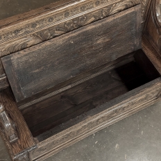 19th Century French Renaissance Revival Oak Trunk ~ Hall Bench