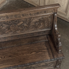 19th Century French Renaissance Revival Oak Trunk ~ Hall Bench