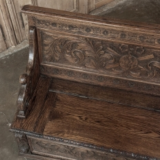 19th Century French Renaissance Revival Oak Trunk ~ Hall Bench