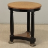French Art Deco Period Empire Style Round End Table with Birdseye Maple Top
