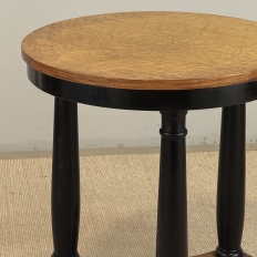French Art Deco Period Empire Style Round End Table with Birdseye Maple Top