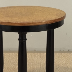 French Art Deco Period Empire Style Round End Table with Birdseye Maple Top