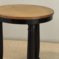 French Art Deco Period Empire Style Round End Table with Birdseye Maple Top