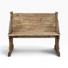 19th Century Gothic Revival Stripped Oak & Fruitwood Deacon’s Bench