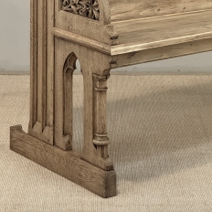 19th Century Gothic Revival Stripped Oak & Fruitwood Deacon’s Bench